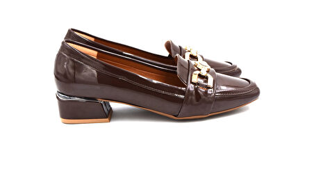 Beyaz (Park Moda) Zeni Ön Toka Detaylı Alça Kalın Topuklu Günlük Kadın Ayakkabı KAHVE