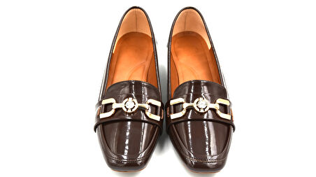 Beyaz (Park Moda) Zeni Ön Toka Detaylı Alça Kalın Topuklu Günlük Kadın Ayakkabı KAHVE