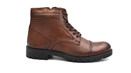 Beyaz Runi Hakiki Deri Termo Kaymaz Taban Bağcıklı&Femuarlı Erkek Postal Bot TABA