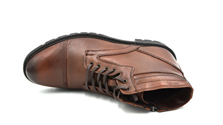 Beyaz Runi Hakiki Deri Termo Kaymaz Taban Bağcıklı&Femuarlı Erkek Postal Bot TABA