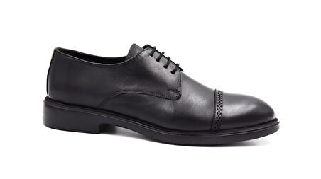 Beyaz (Stilloni) Hakiki Deri Poli Hafif Taban Bağcıklı Erkek Ayakkabı SİYAH