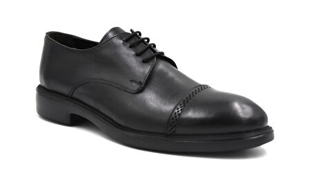 Beyaz (Stilloni) Hakiki Deri Poli Hafif Taban Bağcıklı Erkek Ayakkabı SİYAH