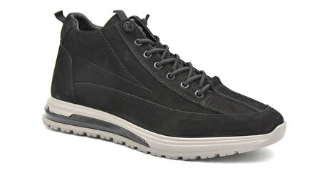 Beyaz (Lisans) Hakiki Deri Termo Kaymaz Taban Erkek Günlük Bot SİYAH