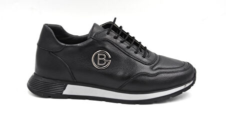 Beyaz (Tardelli) Hakiki Deri Termo Kaymaz Taban Lastik Bağcıklı Günlük Erkek Ayakkabı SİYAH