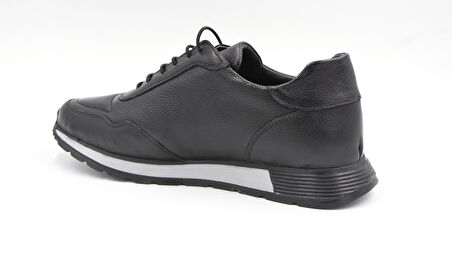 Beyaz (Tardelli) Hakiki Deri Termo Kaymaz Taban Lastik Bağcıklı Günlük Erkek Ayakkabı SİYAH