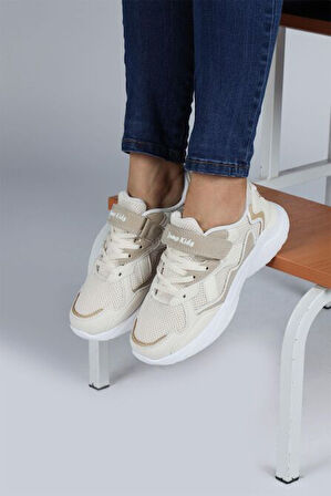 Jump 29189 Cırtlı Üniseks Çocuk Sneaker Günlük Spor Ayakkabı BEJ