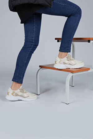 Jump 29189 Cırtlı Üniseks Çocuk Sneaker Günlük Spor Ayakkabı BEJ
