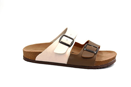 Fly Soft S903 Poli Hafif Taban Çift Toka Erkek Terlik BEJ KAHVE
