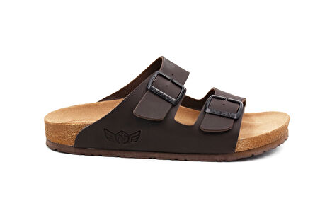 Fly Soft S903 Poli Hafif Taban Çift Toka Erkek Terlik KAHVE