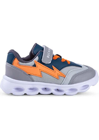 Buckhead 4431 Faster Işıklı Phlon Hafif Taban Cırtlı Çocuk Spor Ayakkabı GRİ