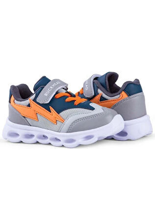 Buckhead 4431 Faster Işıklı Phlon Hafif Taban Cırtlı Çocuk Spor Ayakkabı GRİ