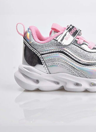 Buckhead 4430 Glossy Shıny Işıklı Çocuk Cırtlı Spor Ayakkabı GUMÜŞ