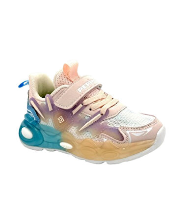 Pepino 1977 Işıklı Phlon Hafif Taban Çocuk Cırtlı Spor Ayakkabı PUDRA