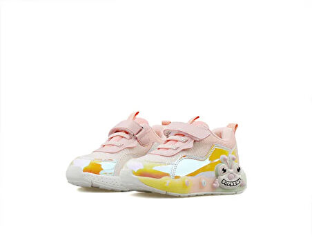 Pepino BY25-1906 Işıklı Phlon Hafif Taban Cırtlı Bebe Spor Ayakkabı PUDRA