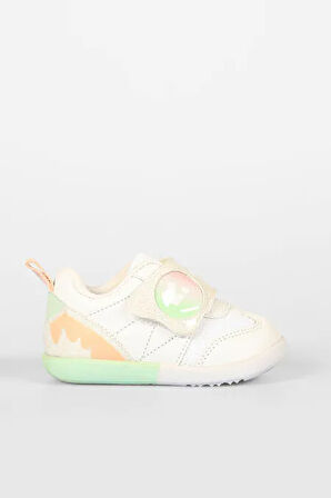 Vicco Donut Ortapedik Kauçuk Hafif Taban Cırtlı Bebe İlk Adım Spor Ayakkabı Beyaz Pudra