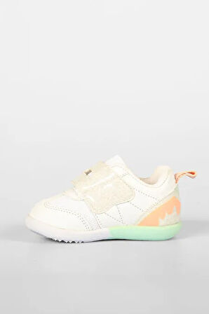 Vicco Donut Ortapedik Kauçuk Hafif Taban Cırtlı Bebe İlk Adım Spor Ayakkabı Beyaz Pudra