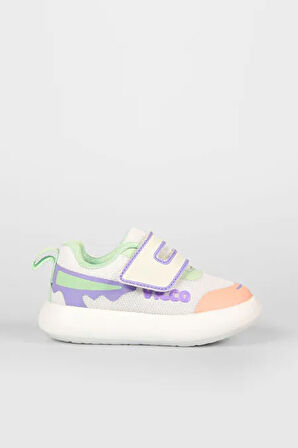 Vicco Melodic 346.p25y.161-1104 Işıklı Phlon Hafif Taban Cırtlı Çocuk Spor Ayakkabı Beyaz Pudra