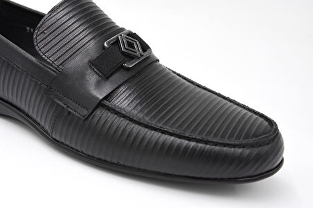 Fosco 3172 İçi Dışı Hakiki Deri Kauçuk Kaymaz Taban Günlük Erkek Ayakkabı SİYAH