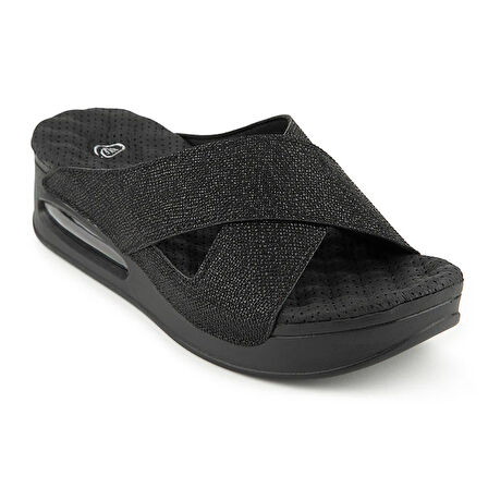 Muya Penelope Anatomik Air Max Tabanlı Kadın Terlik SİMLİ SİYAH