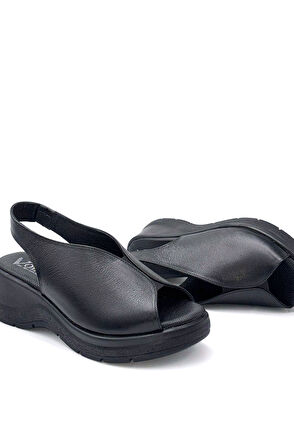 Voyager Z250 Kadın Hakiki Deri Sandalet SİYAH
