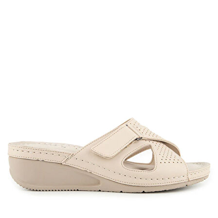 Muya Duro Microfiber Confort Günkük Kadın Terlik BEJ