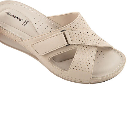 Muya Duro Microfiber Confort Günkük Kadın Terlik BEJ