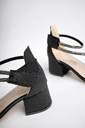 Beyaz (Mini Women) Çok Renkli Yaş Biyeli Topuklu Kız Çocuk Abiye Ayakkabı SİYAH