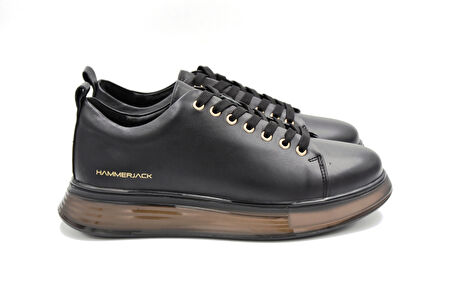 Hammer Jack Rabat M Hakiki Deri Erkek Şeffaf Taban Günlük Erkek Ayakkabı SİYAH