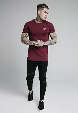 SikSilk Burgundy Basic Erkek Tişört