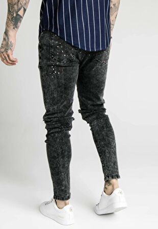 SikSilk Bust Knee Erkek Kot Pantolon Black