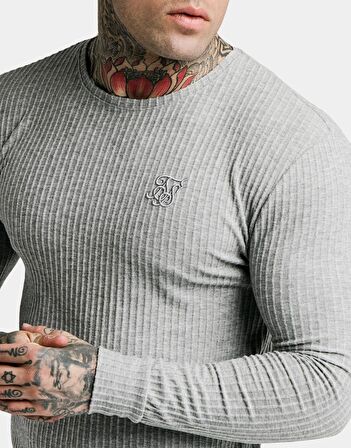 SikSilk Fırçalı Örgü Erkek Jumper Gri