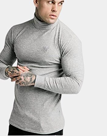 SikSilk Fırçalı Örgü Erkek Balıkçı Jumper Gri