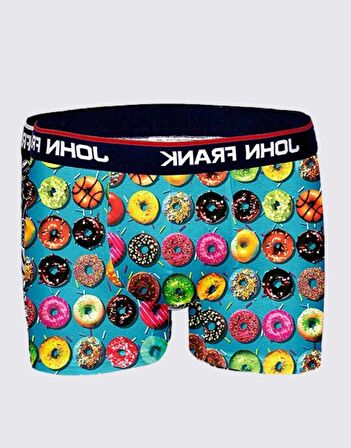 John Frank Dijital Erkek Boxer - Donuts Blue