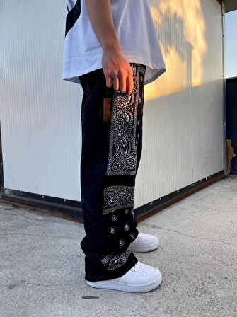 Premium Designer Bandana Patched Kot Pantolon