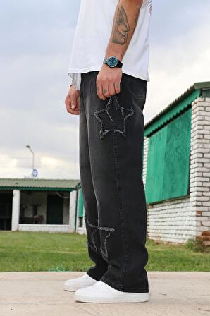 Premium Baggy Starry Patch Kot Pantolon