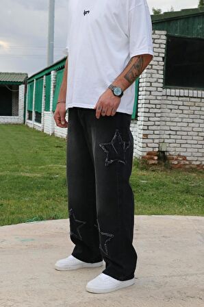 Premium Baggy Starry Patch Kot Pantolon