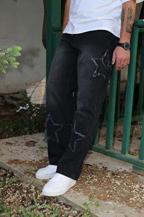 Premium Baggy Starry Patch Kot Pantolon