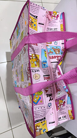 PLAJ ÇANTASI HAPPY TIME DESENLİ KARE KUTU MODEL UZUNLUK 48CMX EN18X YÜKSEKLİK38CM