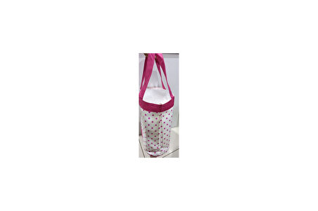 PLAJ ÇANTASI BEYAZ PEMBE PUANTİYELİ YÜKSEKLİK 28CMX GENİŞLİK 17CMX ENİ 40CM