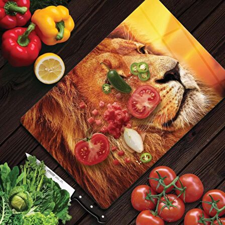 Decovetro Cam Kesme Tahtası Aslan Desenli 20x30 Cm