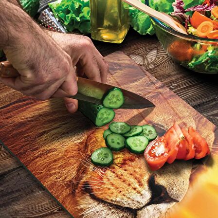 Decovetro Cam Kesme Tahtası Aslan Desenli 20x30 Cm