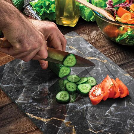 Decovetro Cam Kesme Tahtası Siyah Mermer Desenli 20x30 Cm