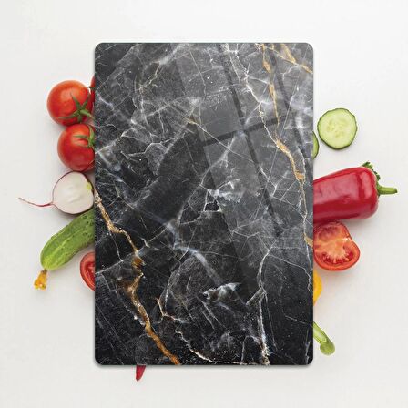 Decovetro Cam Kesme Tahtası Siyah Mermer Desenli 20x30 Cm