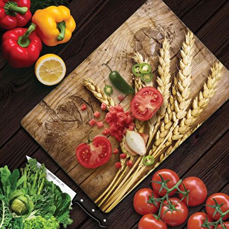 Decovetro Cam Kesme Tahtası Başak Desenli 30x40 Cm