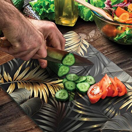 Decovetro Cam Kesme Tahtası Tropik Yaprak Desenli 30x40 Cm