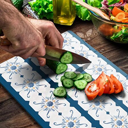 Decovetro Cam Kesme Tahtası Alaçatı Çini Desenli 20x30 Cm