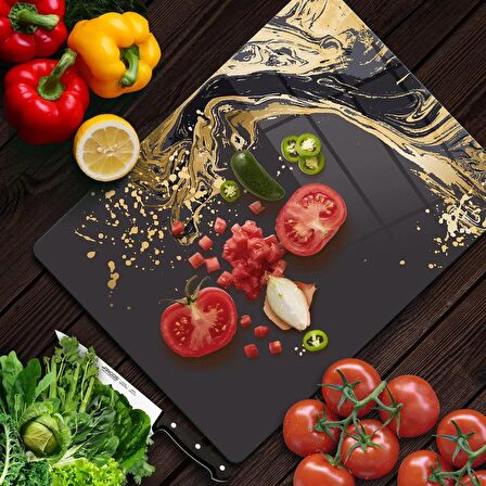 Decovetro Cam Kesme Tahtası Gold Dalga Desenli 30x40 Cm