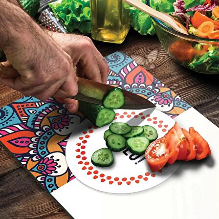 Decovetro Cam Kesme Tahtası Hello Desenli 30x40 Cm