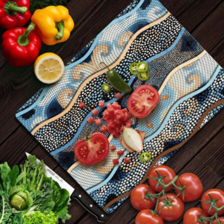 Decovetro Cam Kesme Tahtası Dalga Mandala Desenli 20x30 Cm
