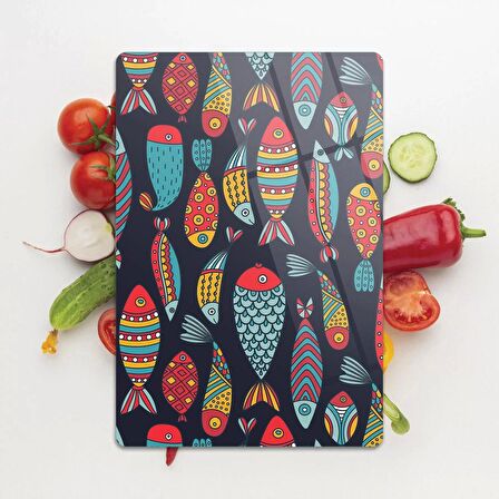 Decovetro Cam Kesme Tahtası Balık Desenli 20x30 Cm